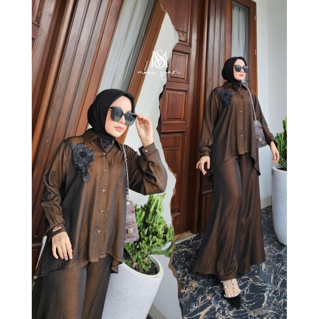Shalsa set celana kulot by Mona Syari ME / one set premium kekinian / set cel nyaman adem HQ / one s