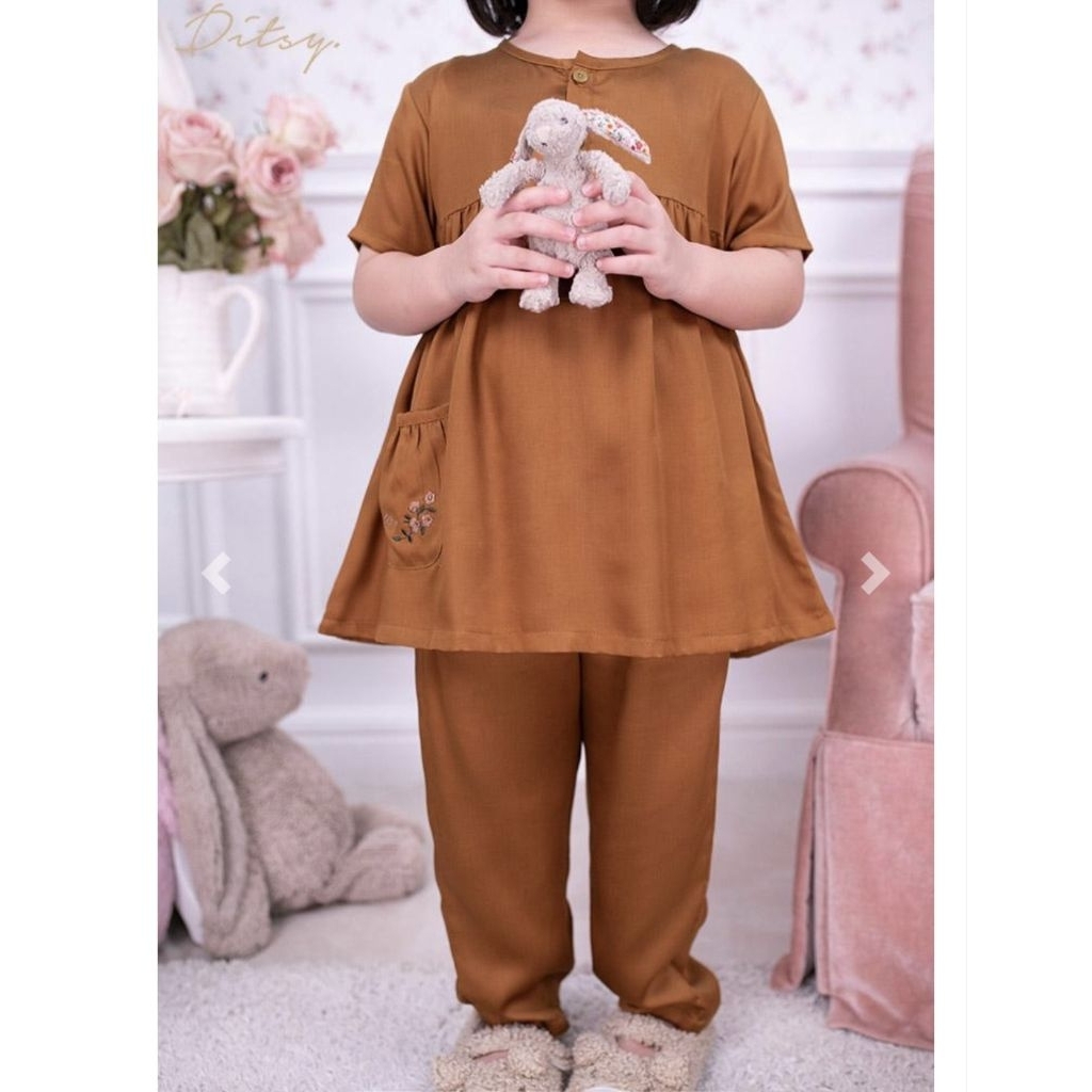 Little Tencel Prive Terracotta Pajamas Ditsy size 7