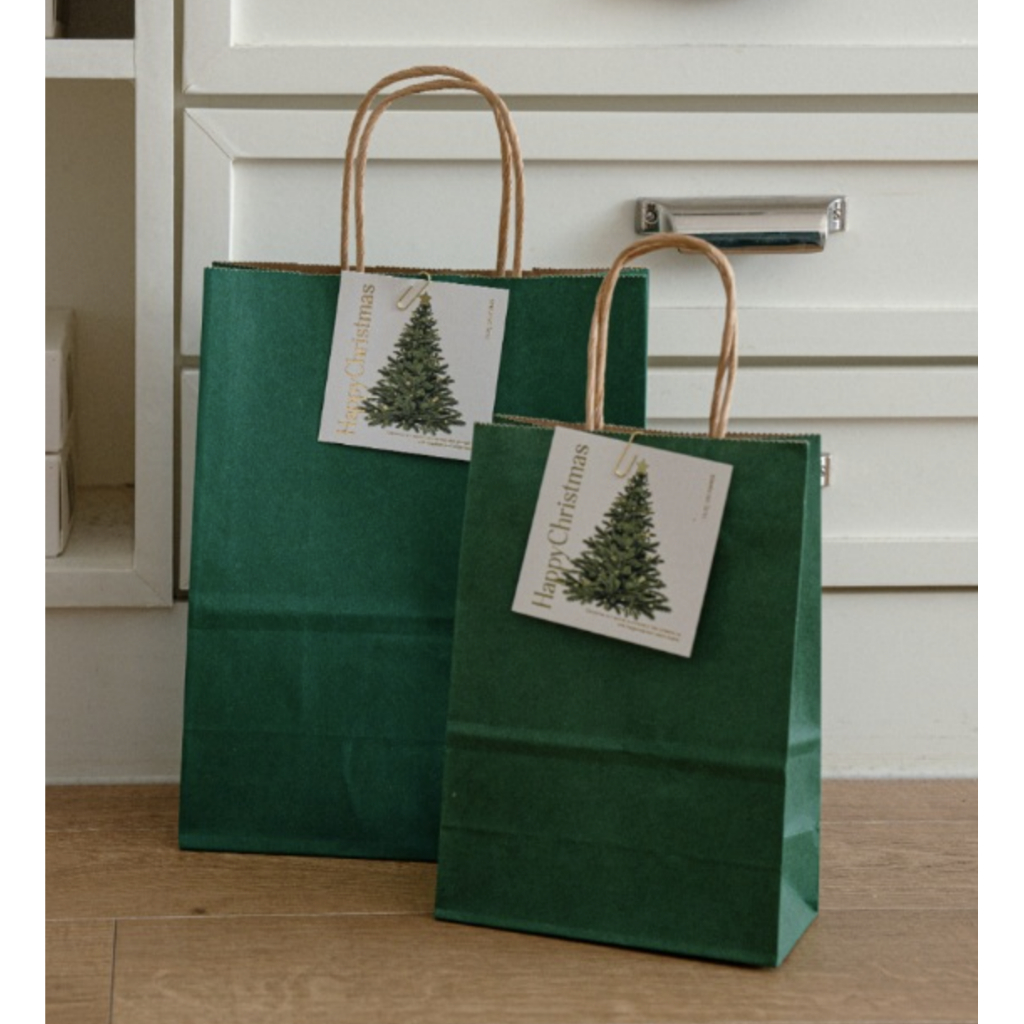 Paper bag tema natal Christmas paper bag xmas goodies bag packaging kantong tema xmas polos red gree