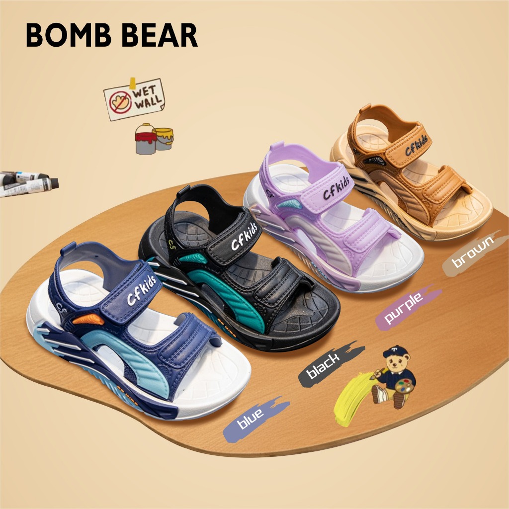 Bomb Bear YNTX338-1 Sendal Gunung Premium Korea Anak Laki Laki dan Perempuan Model Velcro 3-12 Tahun