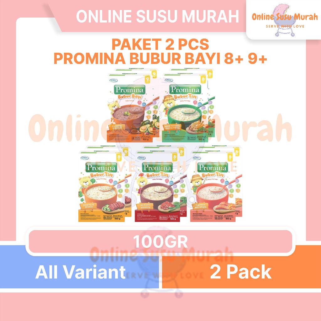 PROMINA PAKET 2 PCS BUBUR BAYI BUBUR TIM INSTAN 8+ BOX 100 GR MPASI BAYI 100GR PRLA