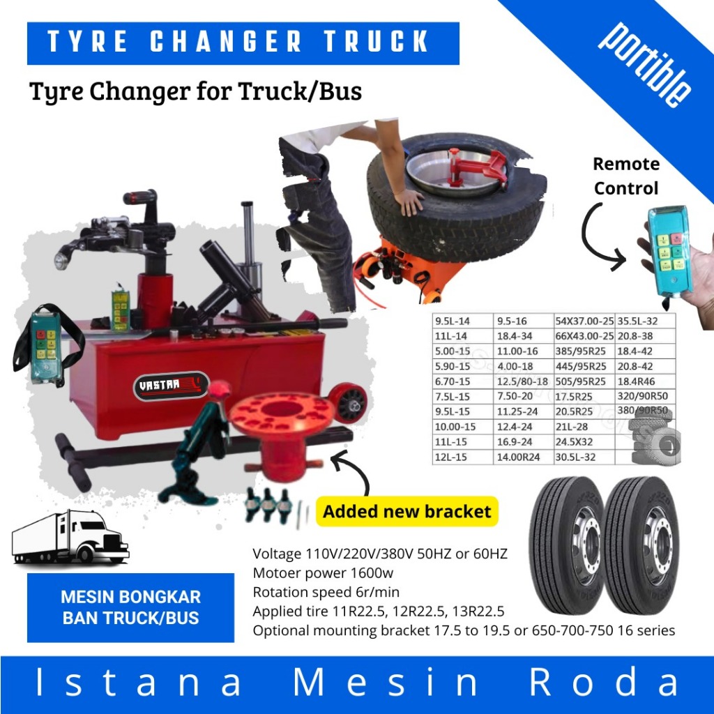 TYRE CHANGER TRUK TIRE CHANGER TRUCK VELG RING 22.5  19.5 DAN 17.5"