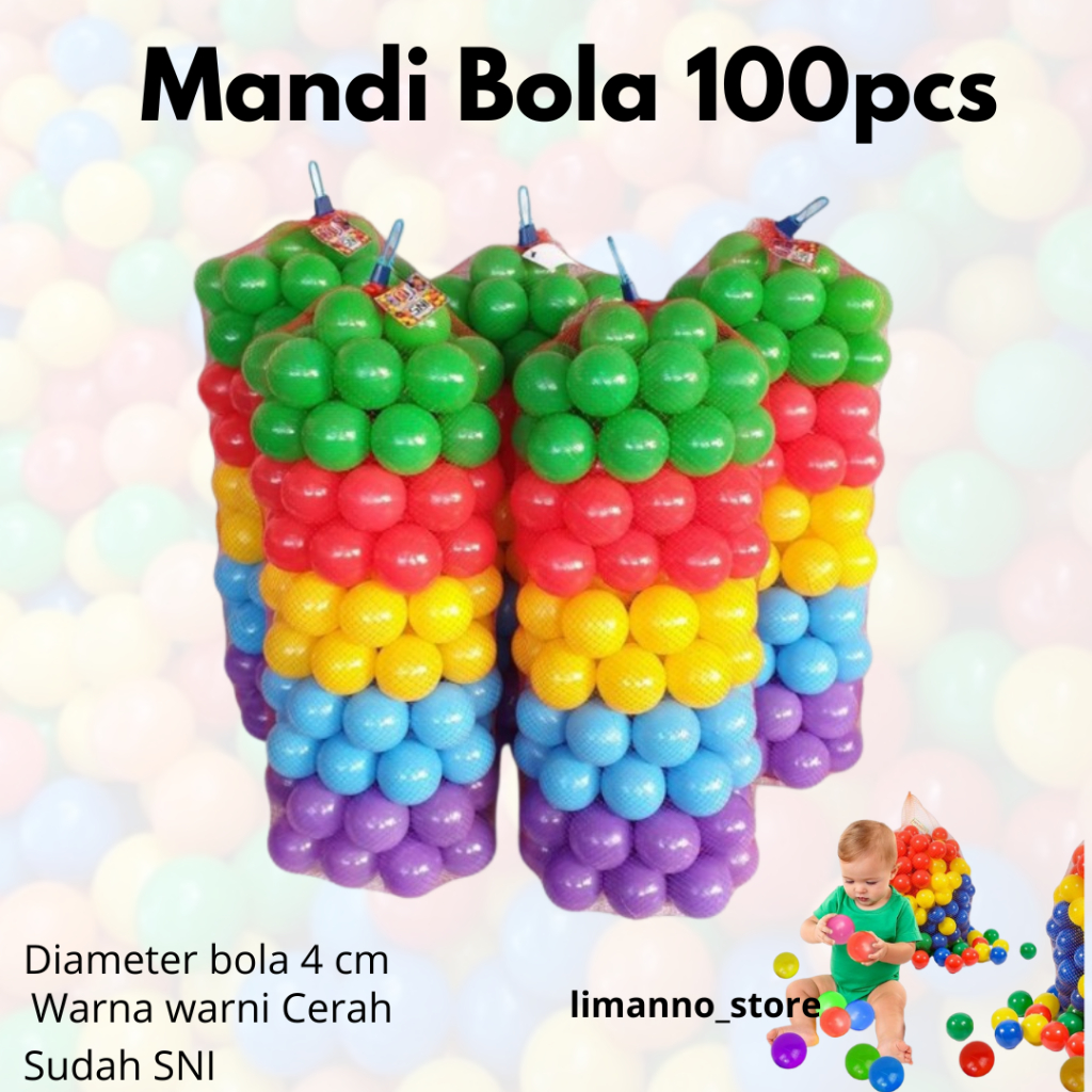 [100pcs] SNI Bola Mandi Bola warna warni kecil / Bola Renang Plastik Anak anak