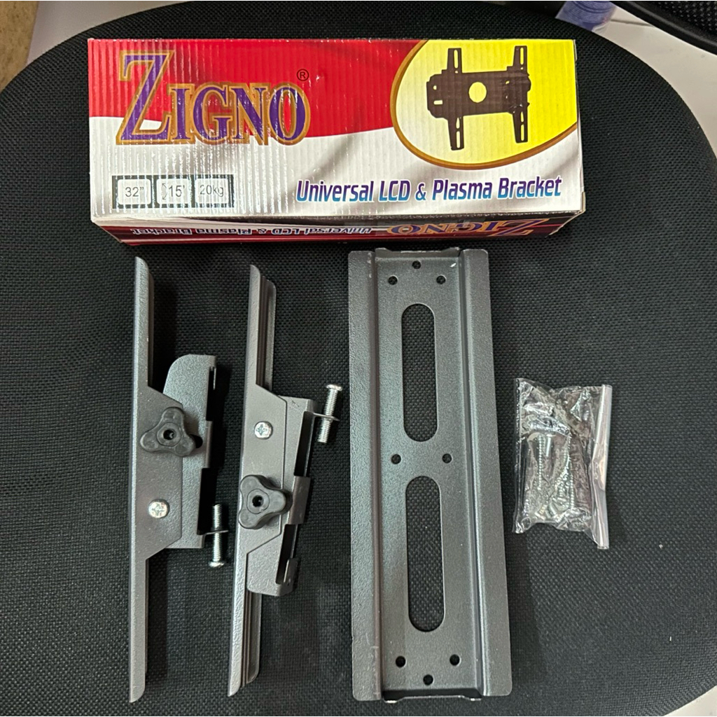 Bracket dinding ZIGNO TV sampai 32 inch Besi. bisa nunduk 15 derajat. Penyangga TV