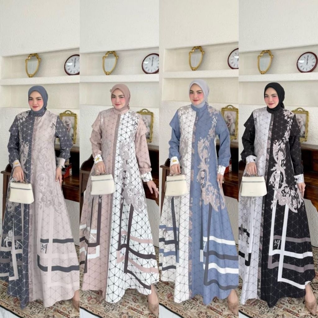 YUMNA DRESS bahan marbella printing (ORIGINAL) set terbaru/set terkini/cod/gratis ongkir