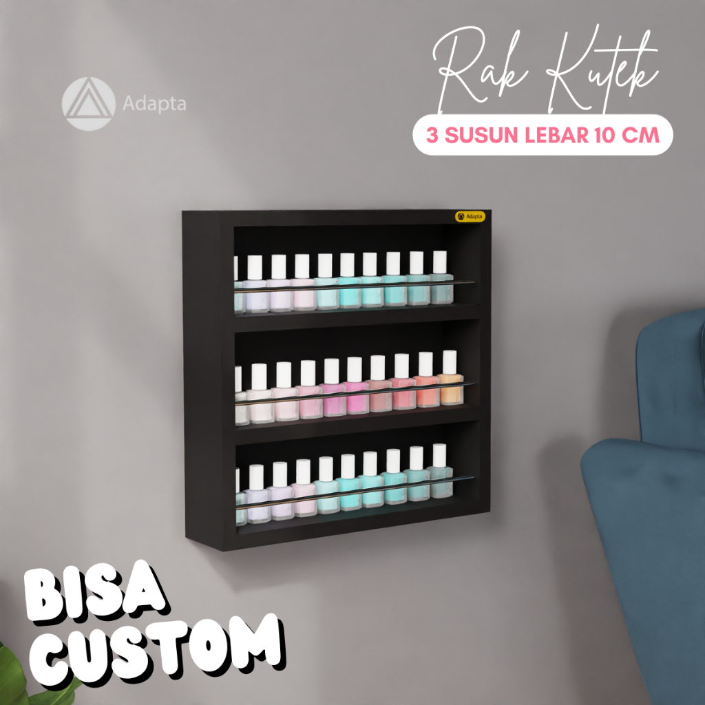 Adapta - Rak Parfum dan Rak Kutek Multifungsi Tempel Dinding Lebar 10 cm Aesthetic - NAYRA - C79