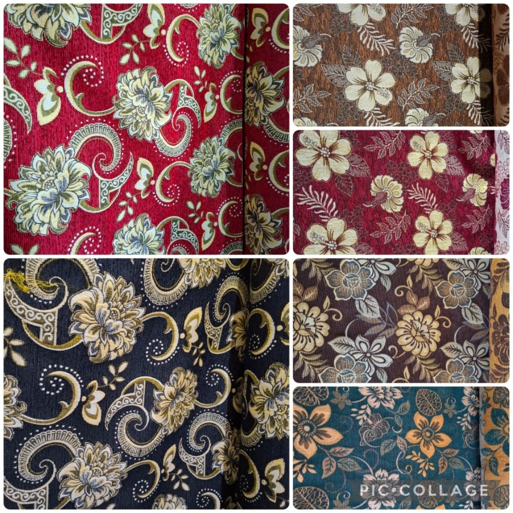Kain Chenil Sofa Lapaloma Motif Bunga // Furniture Bahan Sofa Minimalis // Kain Sofa Cenil Meteran