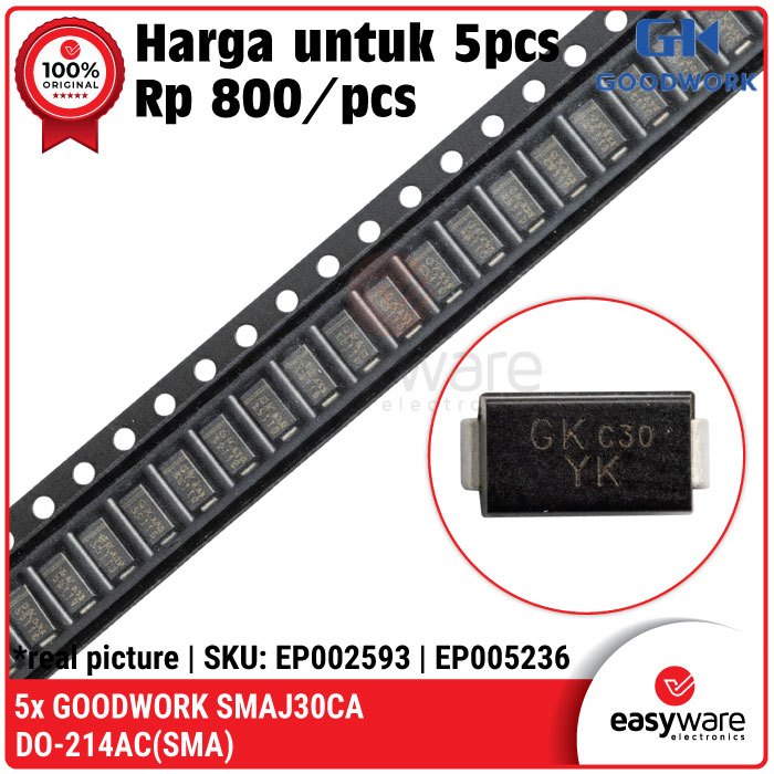 5pcs Dioda SMAJ30CA DO-214 TVS Diode SMAJ30 CA SMA SMD 8.3A 400W