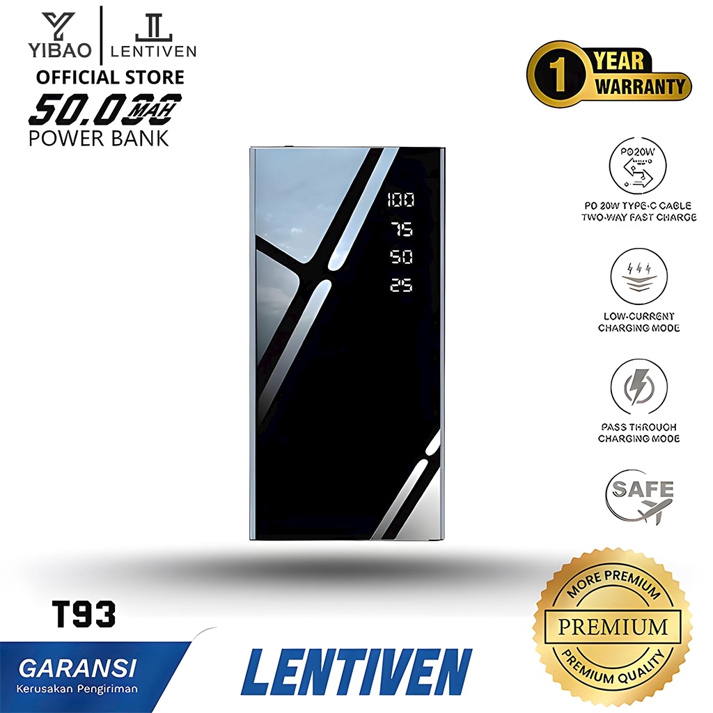 YIBAO LENTIVEN Powerbank 50000 mah Digital Display Fast Charging