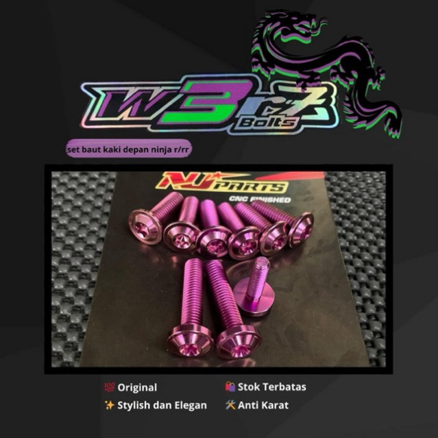 Satu set baut kaki depan titanium untuk ninja r/rr original titanium anti karat harga sudah satu set