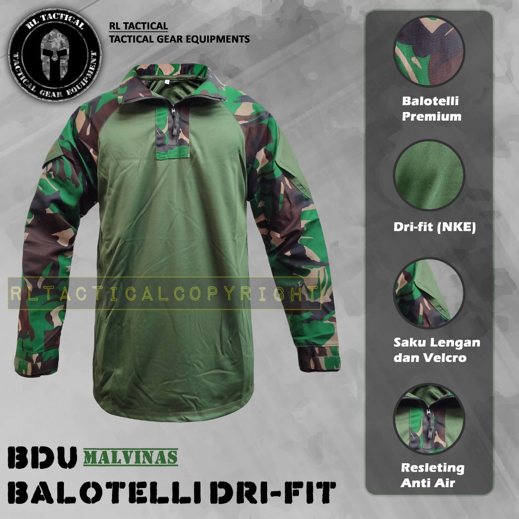BAJU TACTICAL KAOS BDU COMBAT SHIRT TAKTIKAL DRY FIT LORENG TNI MALVINAS LEHER TINGGI TUTLENECK LENG