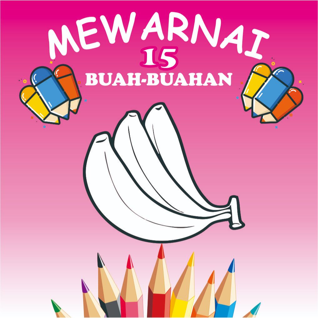 Lembar mewarnai anak ukuran A5 gambar buah buahan