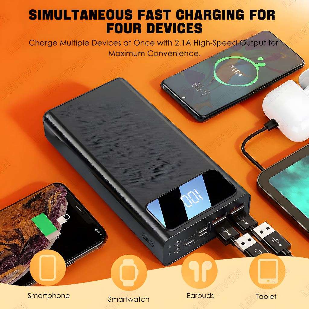 Big Promo Yibao Lentiven Powerbank 60000Mah 4Usb Fast Charging