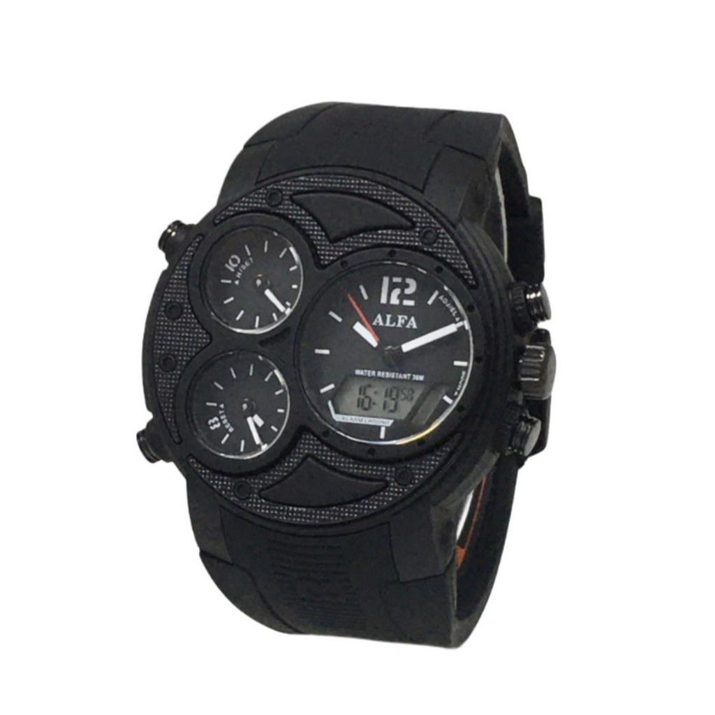Jam Tangan Pria ALFA 0047 Four Time Rubber Original Sport