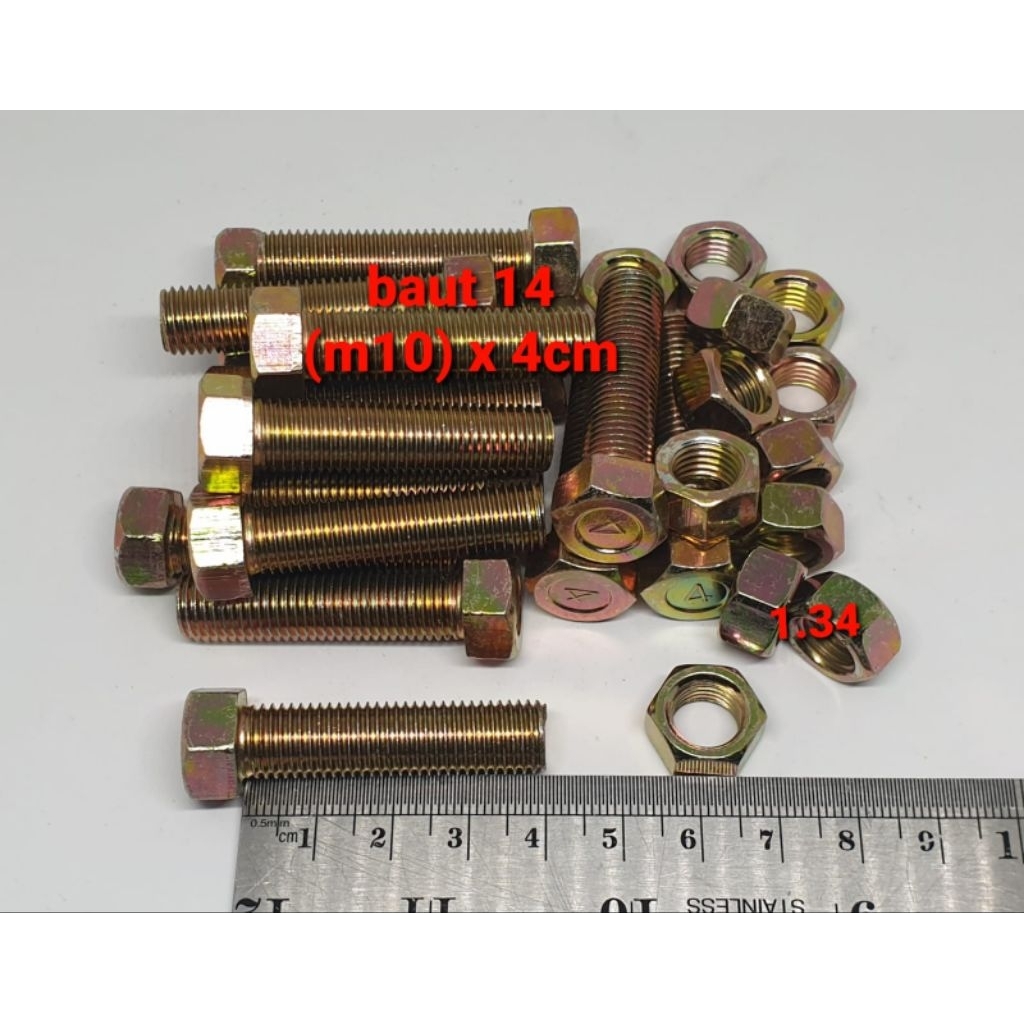 (paket 50 set) baut 14 (10mm) x 4cm + mur