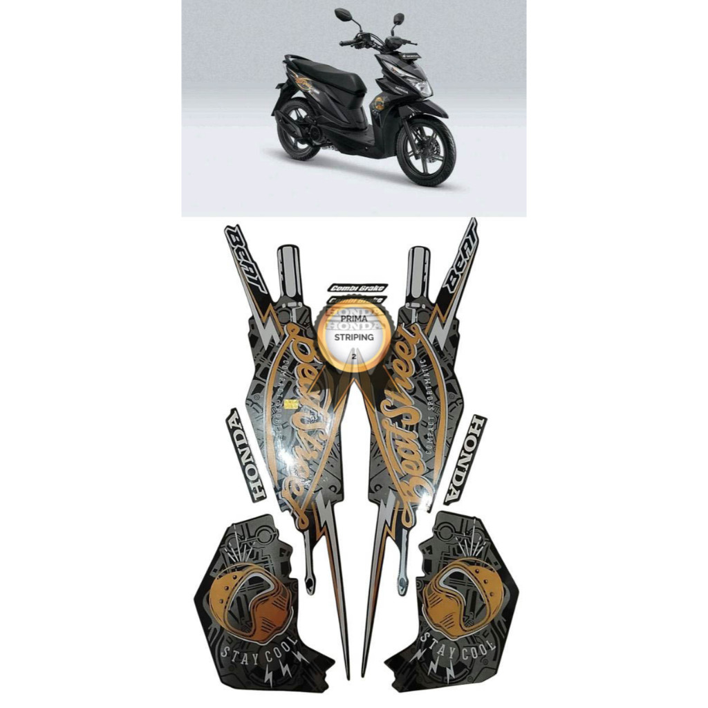 STRIPING STIKER MOTOR BEAT STREET FI ECO 2018 HITAM