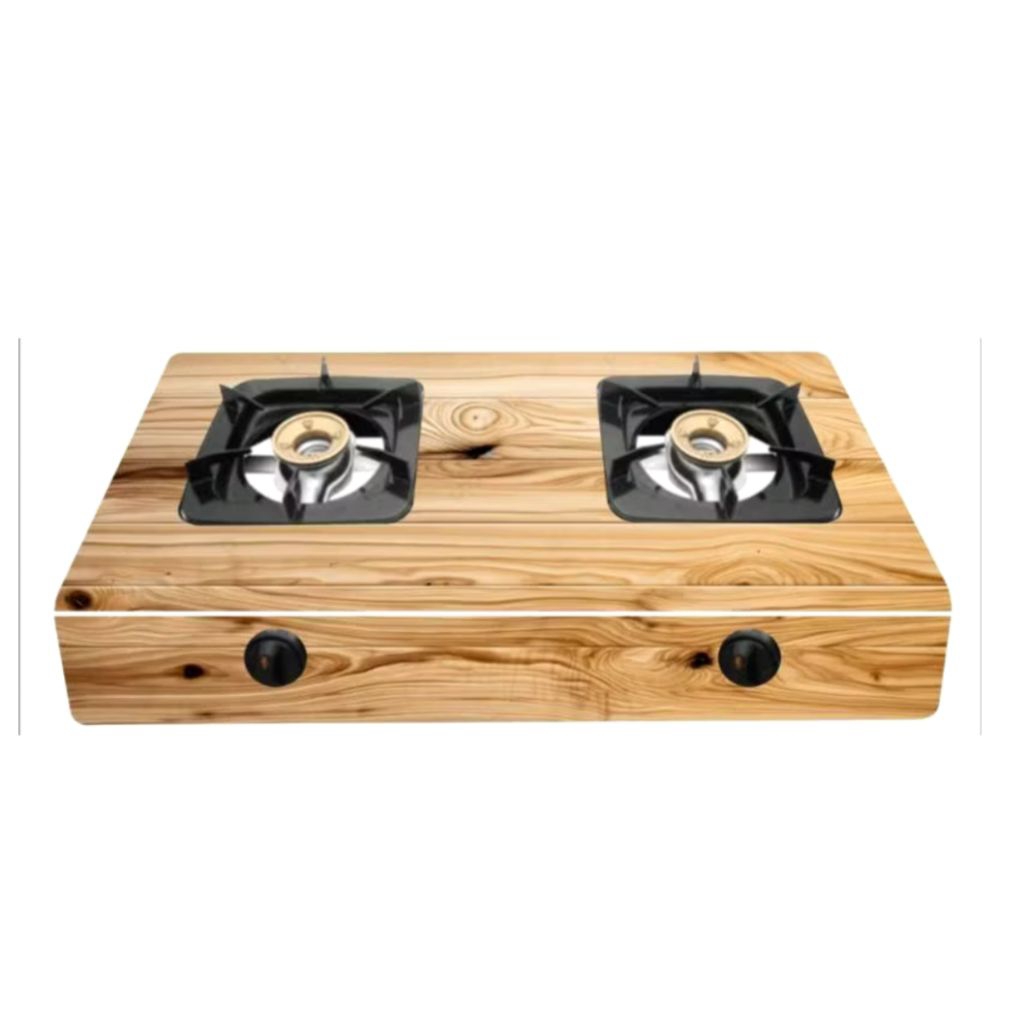 STIKER VINYL GLOSSY / STIKER KOMPOR 2 TUNGKU MOTIF KAYU CANTIK TERMURAH