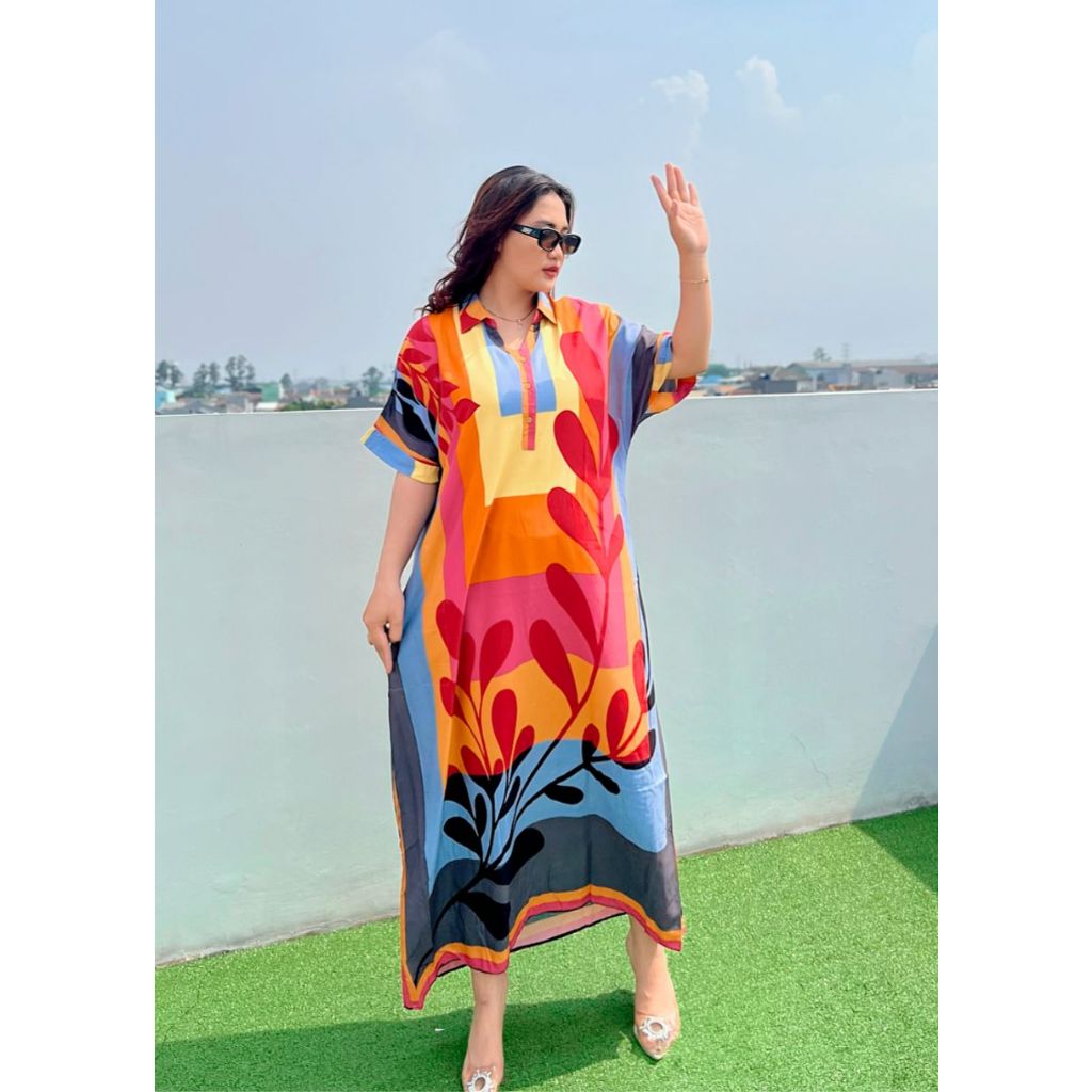 Kartika Batik TR 2188 Longdress Ismaya Daster Rayon Lengan Pendek