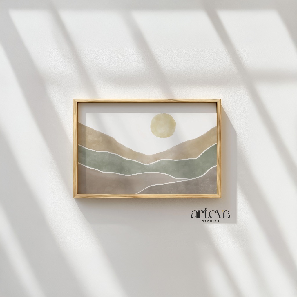 Lukisan Watercolor Pemandangan Abstract Minimalis - Hiasan Dinding Kamar Anak Estetik | ARTEVAM