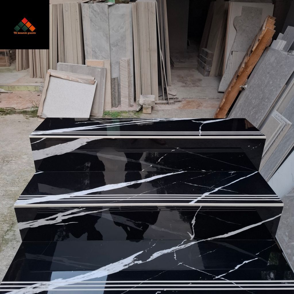 Granit Tangga Stepnosing 30x80 20x80 | 30x90 20x90 | 30x100 20x100 | 30x120 20x120 | Marble Hitam Mo