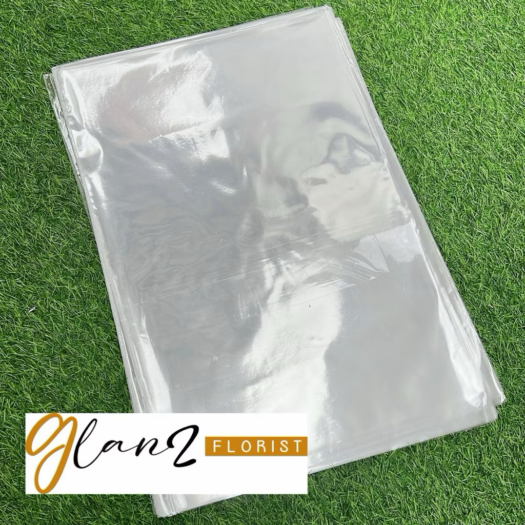 Plastik buket Bening BIASA  / Plastik buket Tanpa Lem / Plastik buket / Plastik Parcel / Plastik Sou
