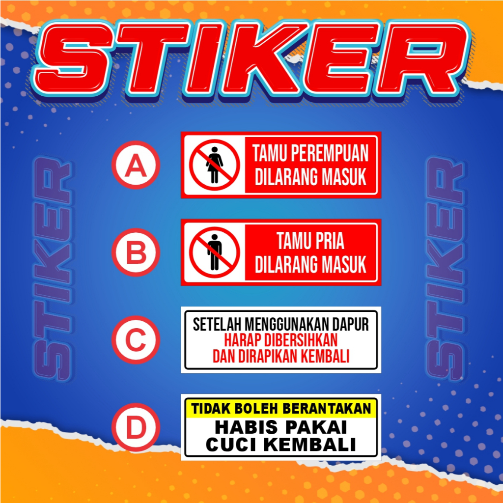 STIKER TAMU DILARANG MASUK / STIKER KOS-KOSAN / STIKER PERATURAN KOS / STIKER KAMAR KOS