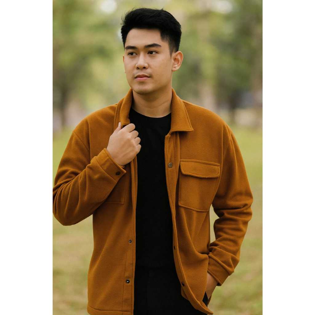 JAKET TRUCKER PRIA HITAM FLEECE TEBAL / Shacket Jacket Pria / Shacket Jaket Pleece / Shacket Jacket 