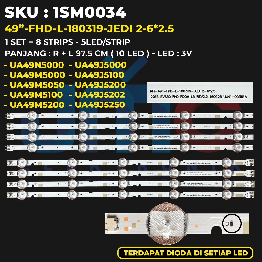 Backlight TV Samsung 49 Inch UA49N5000 UA49M5000 UA49M5050 UA49M5100 UA49M5200 UA49J5000 UA49J5100 U