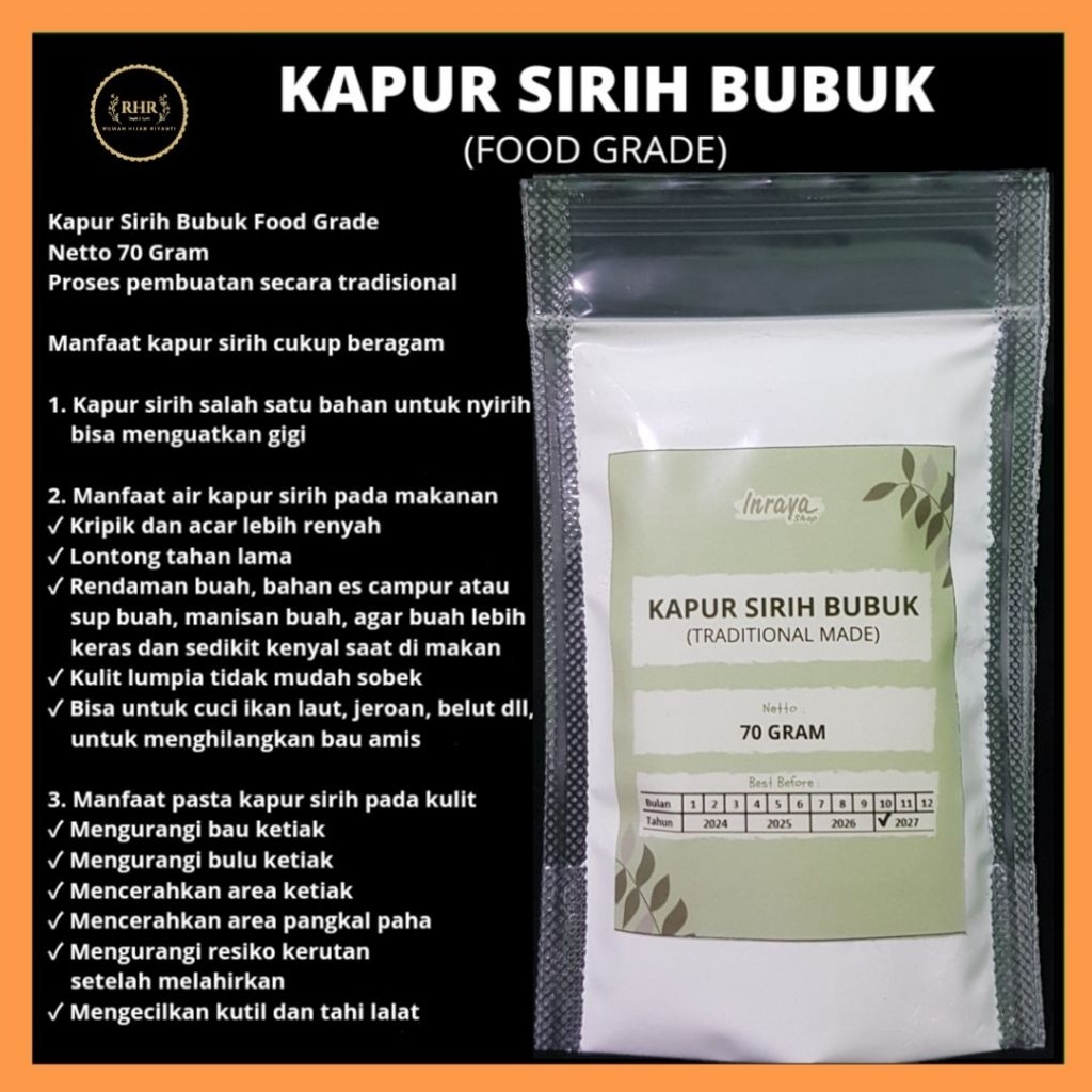 KAPUR SIRIH BUBUK PREMIUM FOOD GRADE - TRADITIONAL MADE - 100% ORIGINAL