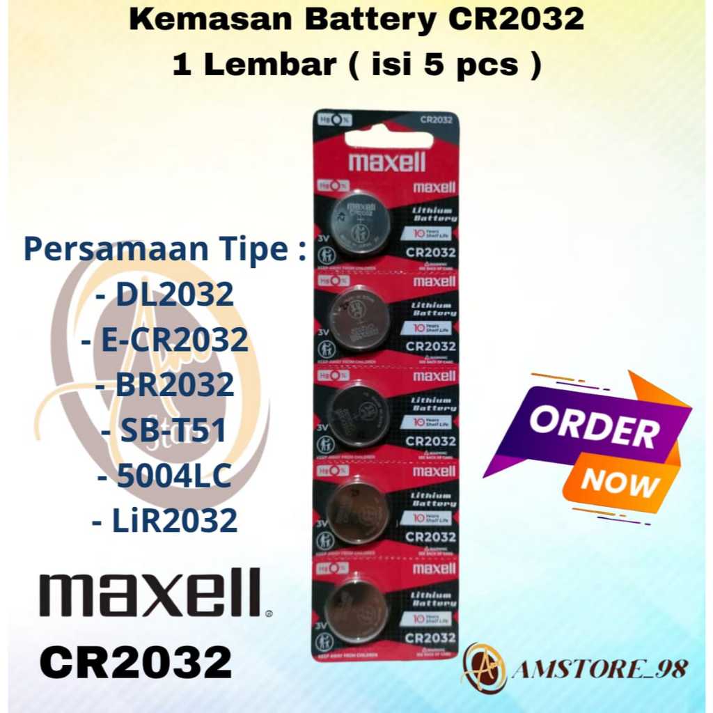 Baterai Maxell CR2032 Baterai Original 3V Made In Japan Batre CR 2032 H Batrai CMOS Ori Lembaran