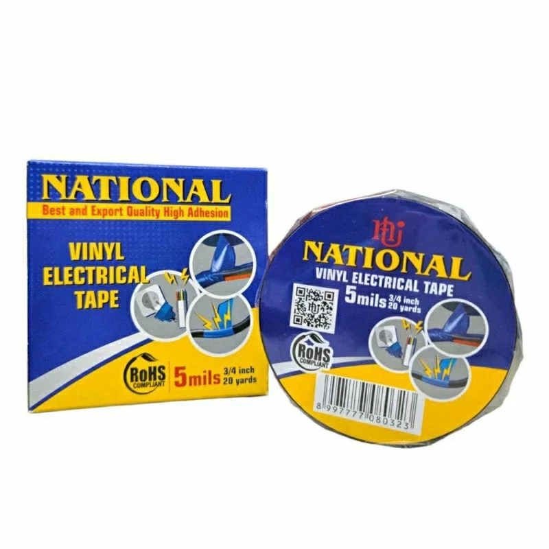 NATIONAL isi 1 pcs-ISOLASI LISTRIK ISOLASI PVC BLACK TAHAN PANAS/ ELECTRICAL VINYL TAPE ORIGINAL 19 x 20 meter harga per 1 pcs