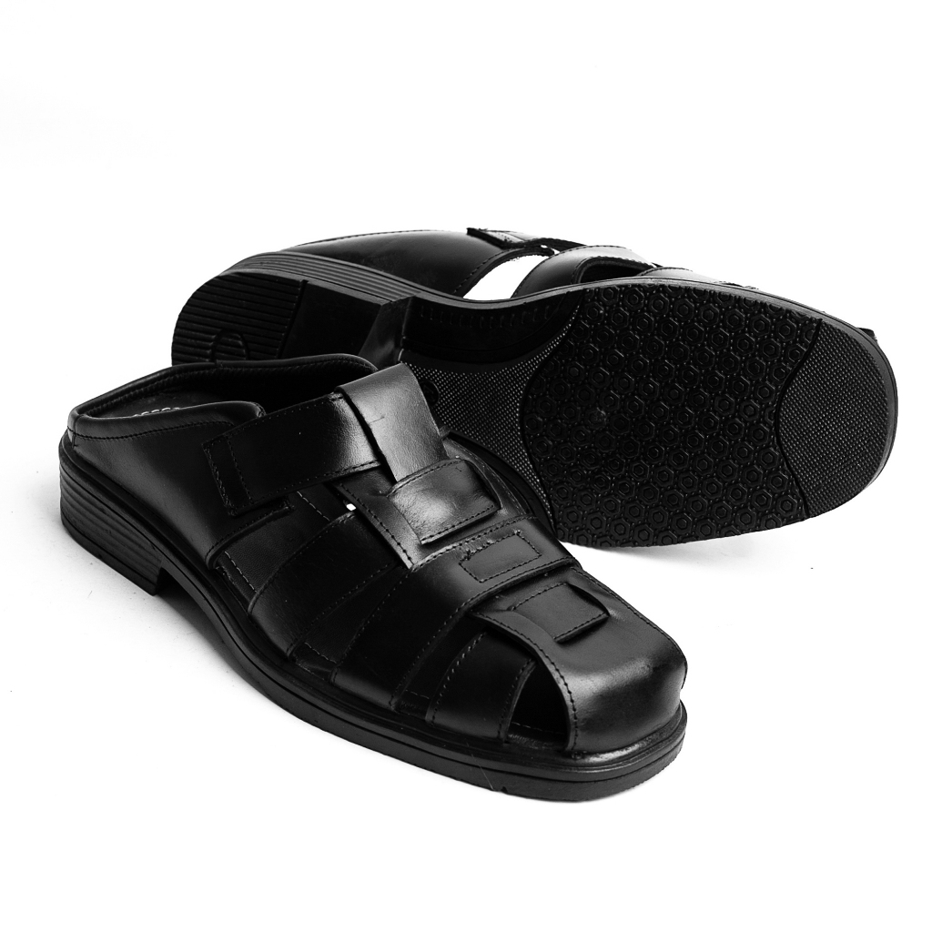 Sepatu Slop Kulit Pria Cowok Keren Model Jari-Jari