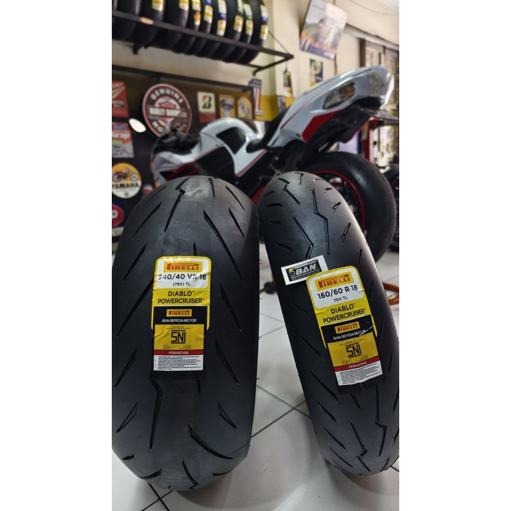 Pirelli Power Cruiser set depan belakang 160/60.18 + 240/40.18. Ban Harley Fatboy M8