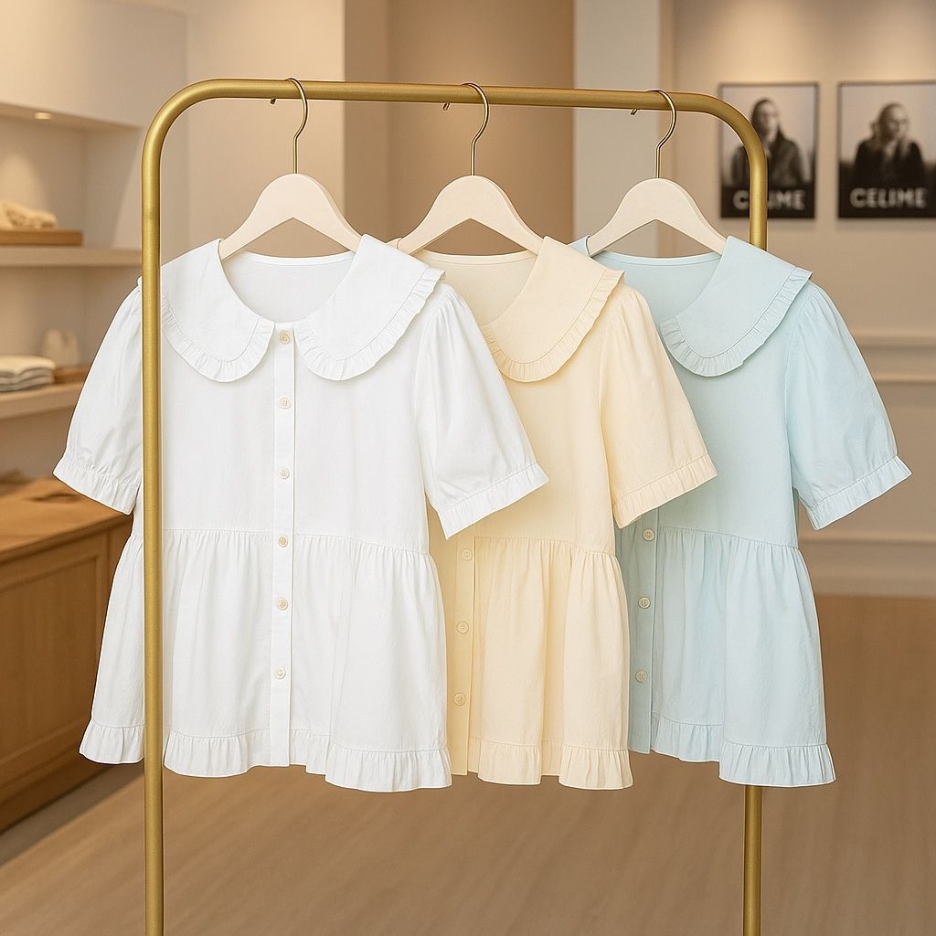 Blouse Ruffle Korean Vintage Chic