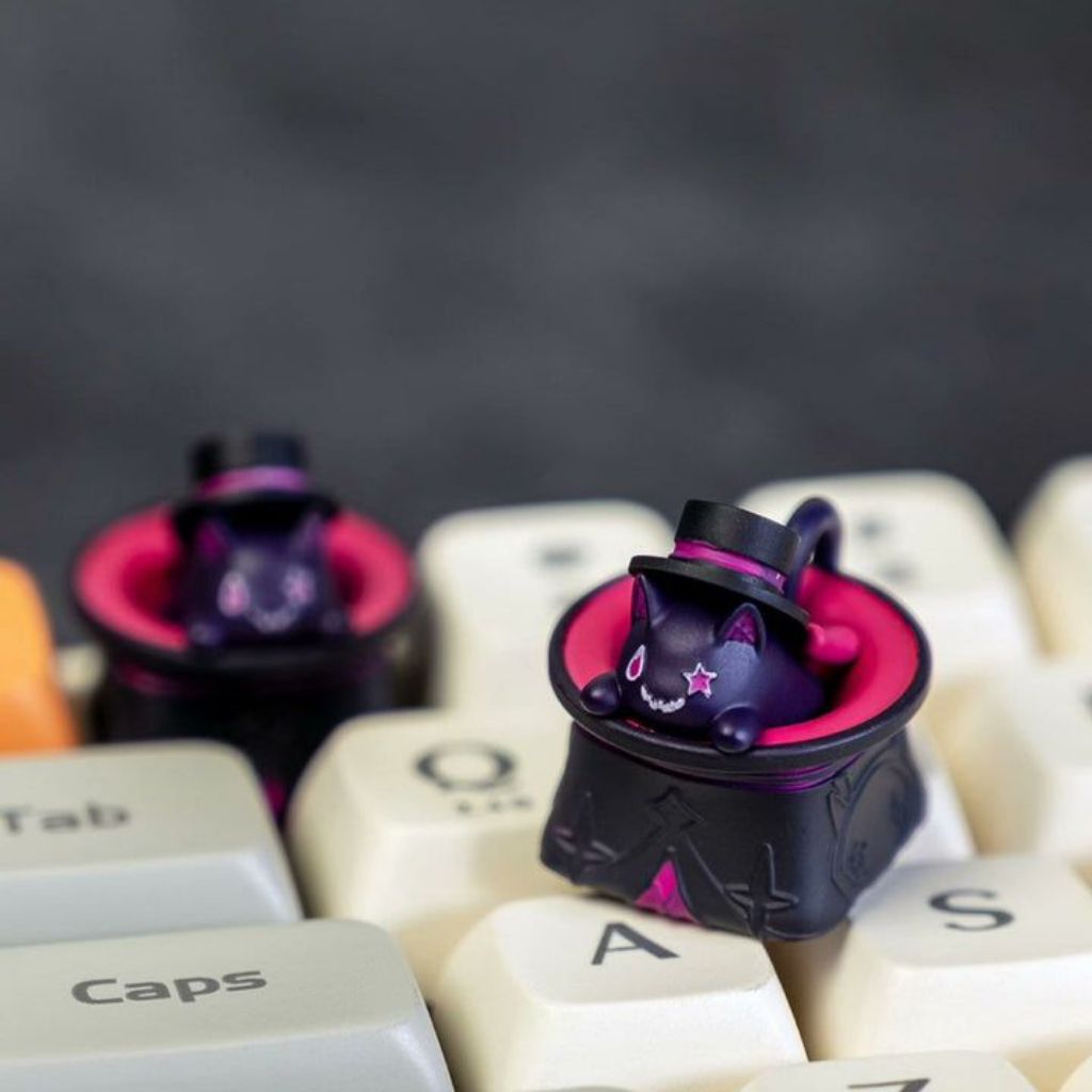 Keycaps Lyney Mischievous Hat Cat Genshin Impact | Artisan Resin Handmade