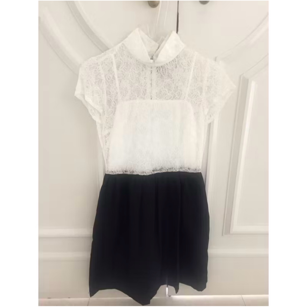 Black white shanghai collar dress | dress wanita formal collar shanghai