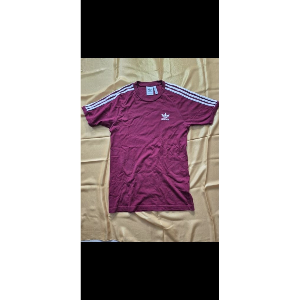 Adidas Kaos Pria Wanita Trefoil T Shirt Maroon Full Tag Casual