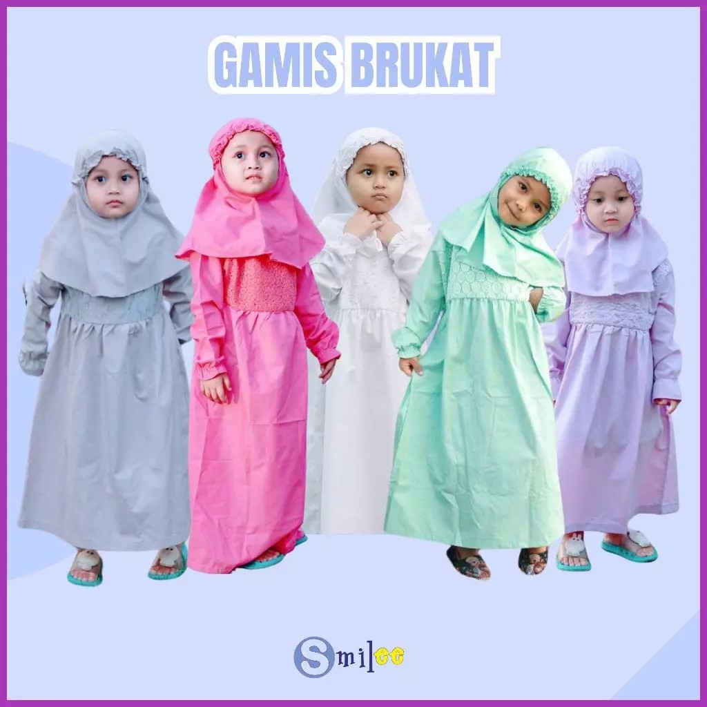 Gamis Brukat Anak Baju Busana Muslim Anak Gamis Lebaran Anak Gamis Hari Raya Anak Ukuran 1-6 Tahun