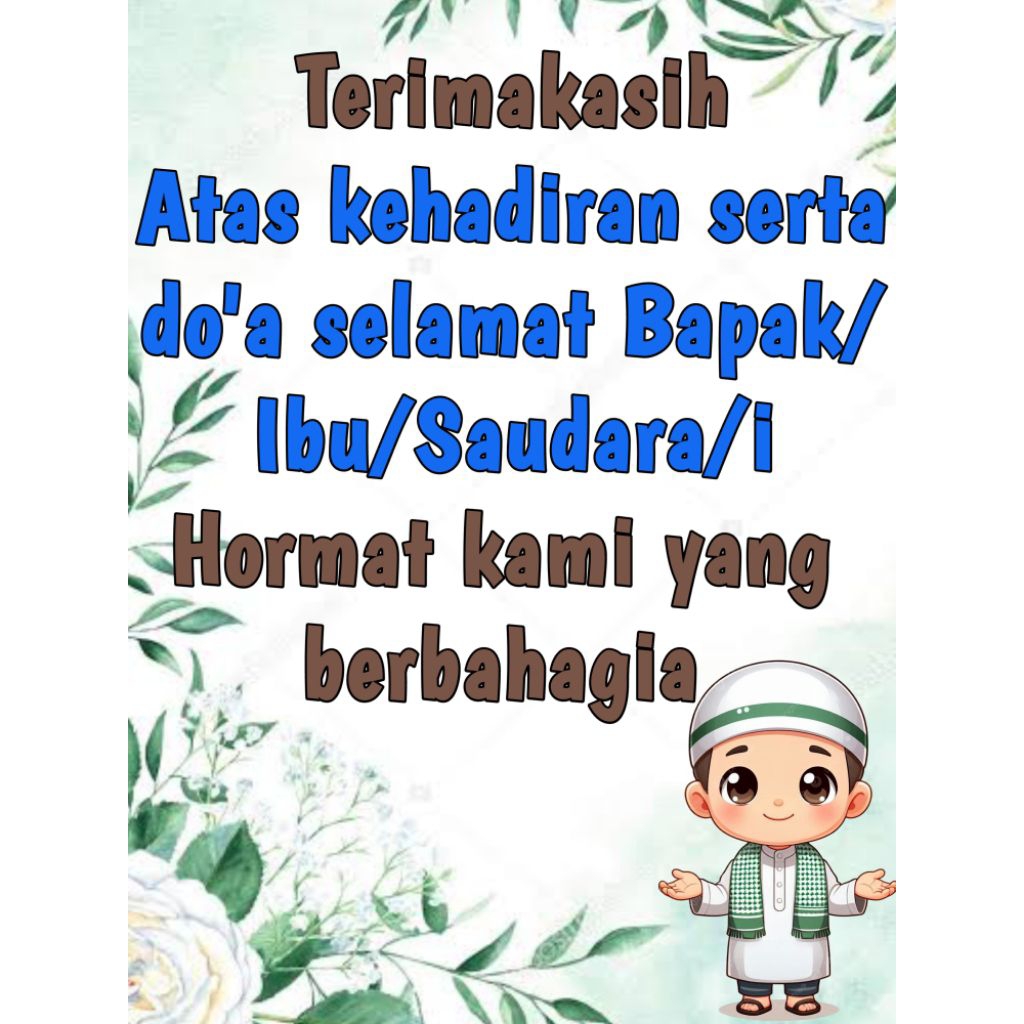 1 bungkus isi 100 lembar kartu ucapan terimakasih khitanan/kartu souvernir khitanan