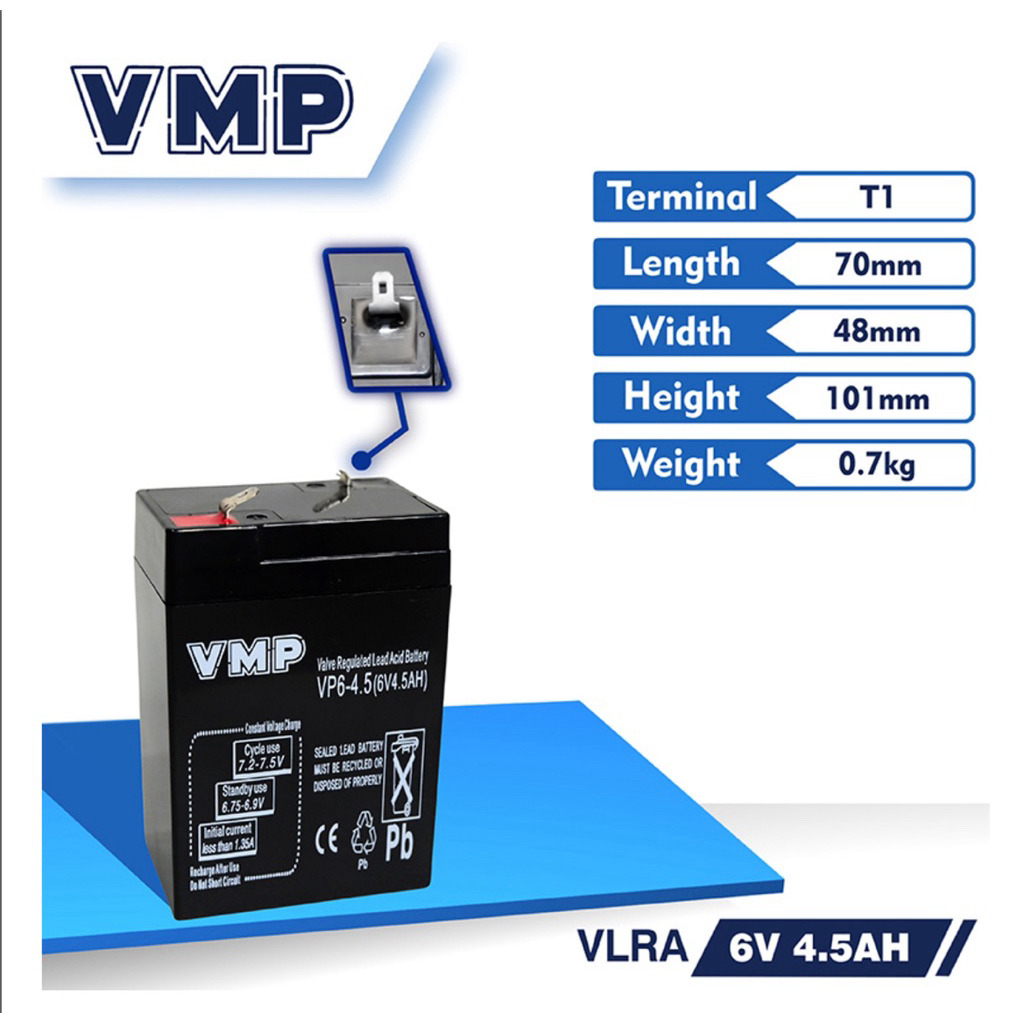 Baterai UPS VMP 6V 4,5AH aki ups vrla 6v 4,5ah baterai vrla 6v 4.5ah