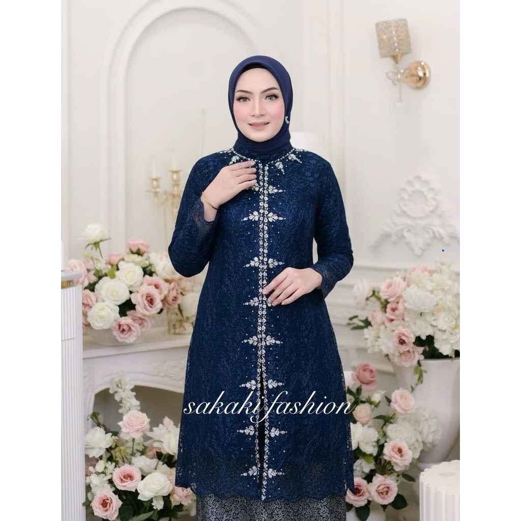 Kebaya Brokat Premium Mewah | Setelan Tunik Kondangan - Atasan Kebaya Modern - Untuk Lamaran & Pesta