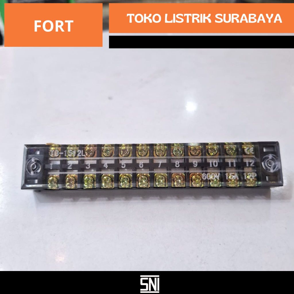 TERMINAL BLOK KABEL TB1512L FORT 800v 15A 12p TERMINAL BLOCKS / TERMINAL BLOK KABEL LISTRIK