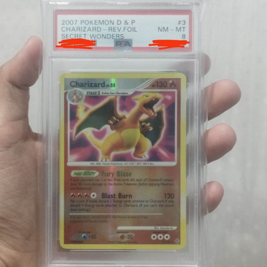 kartu pokemon charizard secret wonders reverse holo 2007 psa8