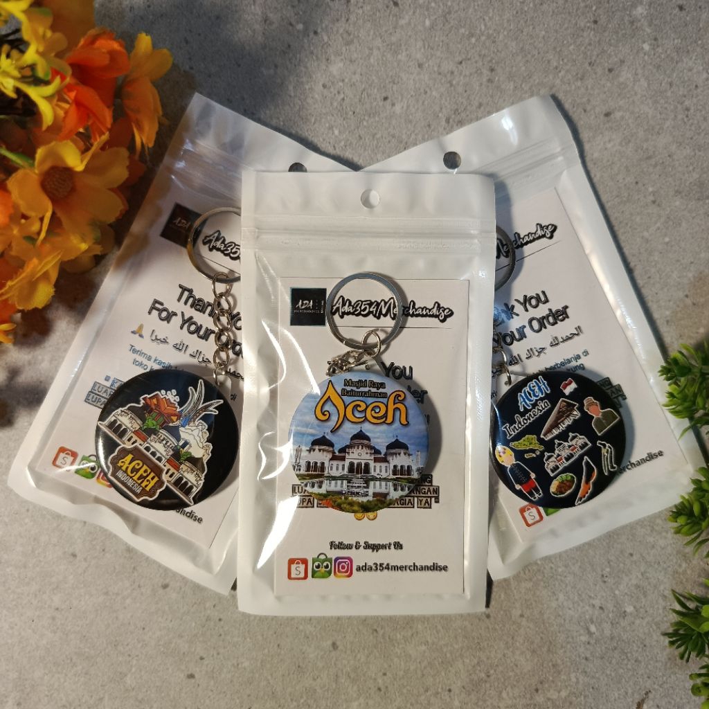 OLEH-OLEH KHAS DAERAH ISTIMEWA ACEH| PROMO GANTUNGAN KUNCI BULAT LINGKARAN | BAHAN PLASTIK GAMBAR 1 