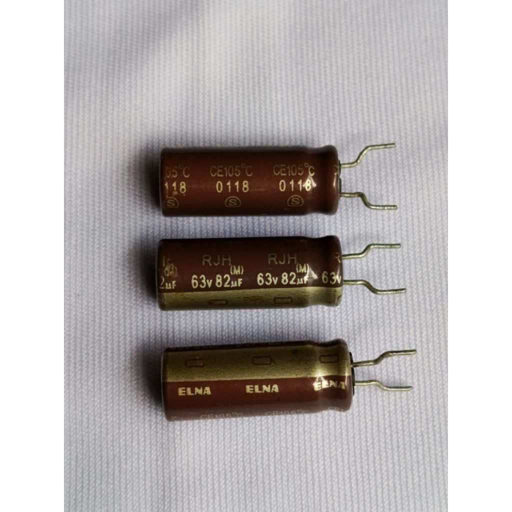 elco elko ELNA RJH 82uf 63v max suhu 105°c gold original