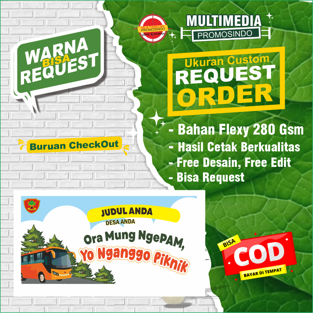Cetak Spanduk / Banner / MMT Custom ( FREE DESAIN ) BANNER PIKNIK/TOUR