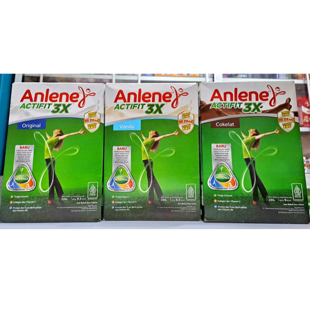 ANLENE ACTIFIT 3X (KOTAK 230GR) - SUSU TINGGI KALSIUM UNTUK MENJAGA KEPADATAN TULANG DAN GIGI