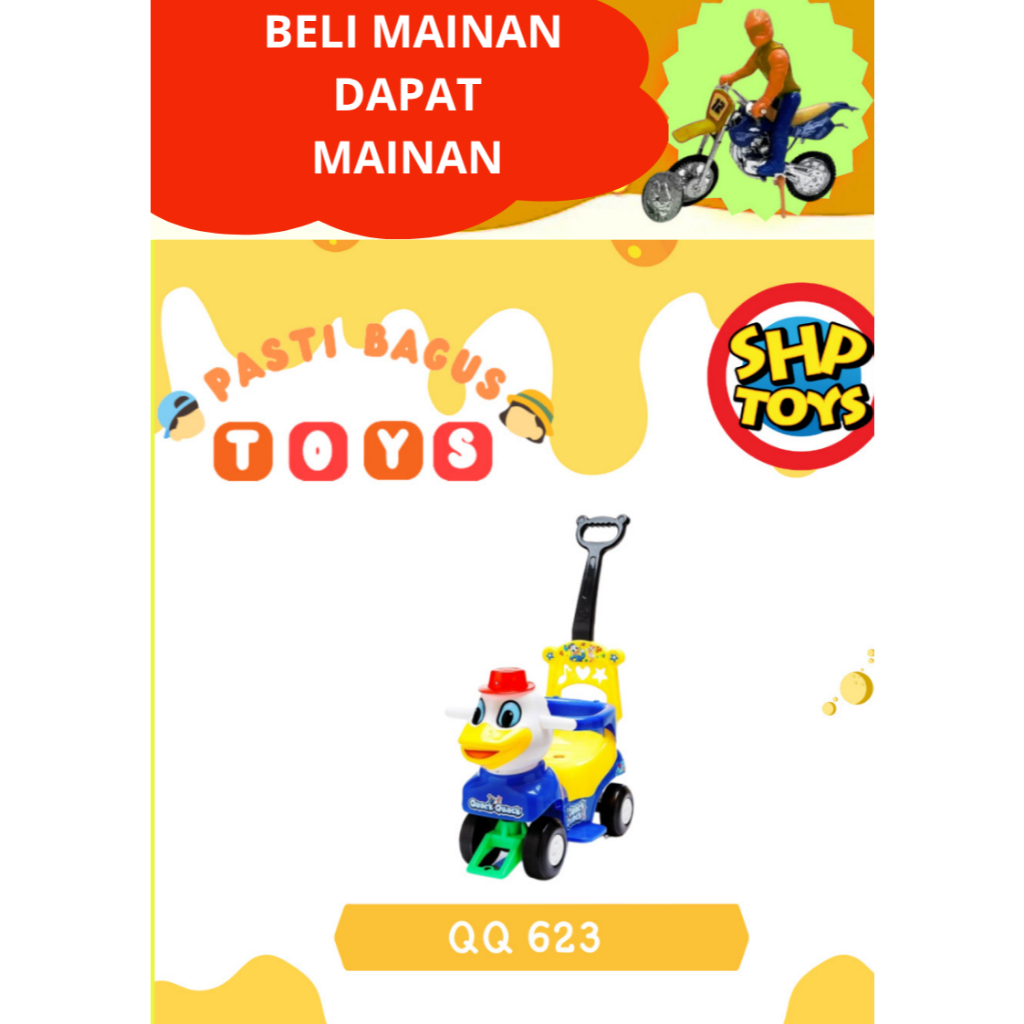Maenan Anak Ride On Toys Dorong Karakter Bebek Lucu - QQ 623 - SHP Toys kado Mainan anak termurah