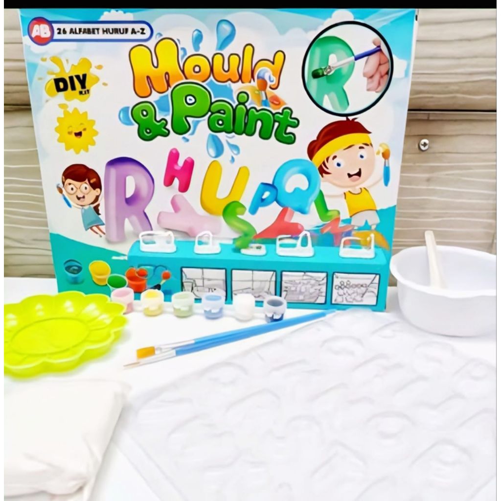 Mainan Edukasi Mould & Paint Alfabet Huruf A-Z, Mencetak dan Mewarnai Huruf
