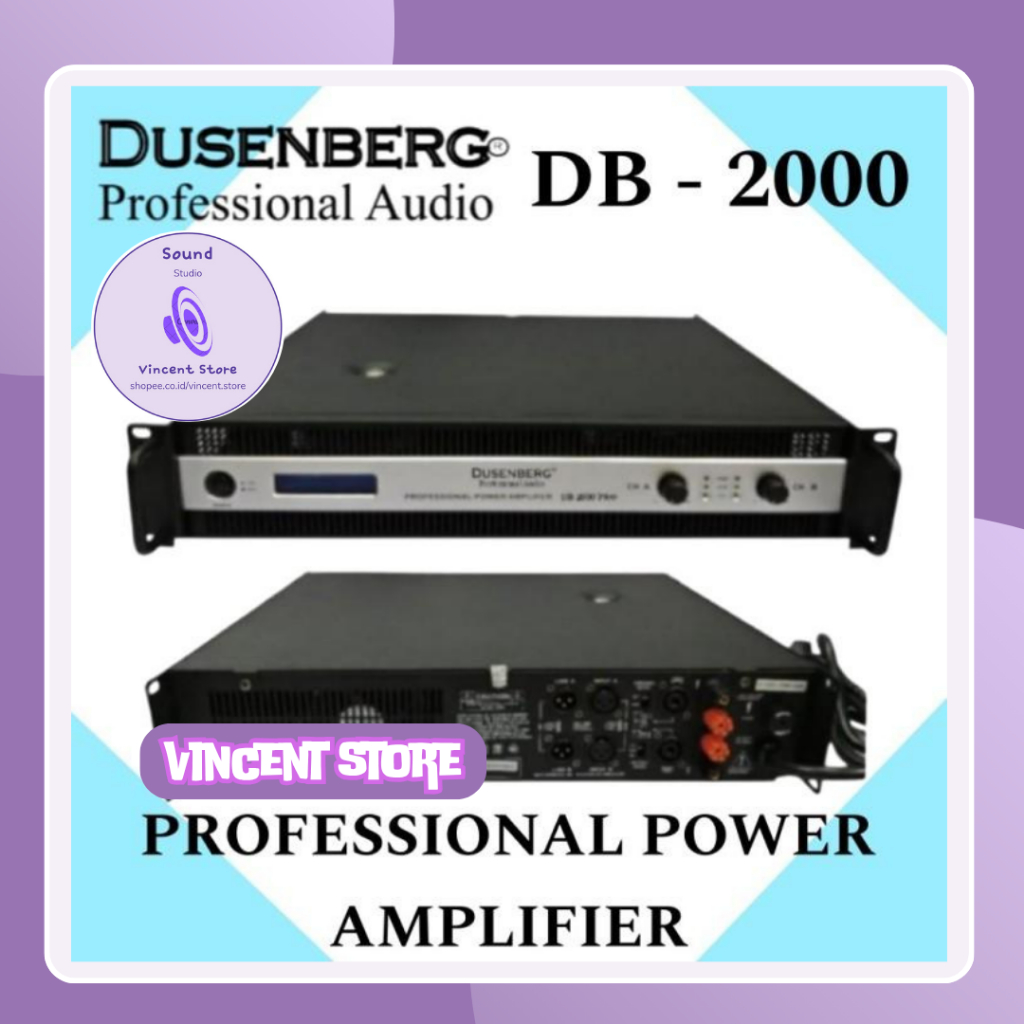 POWER AMPLIFIER PROFESSIONAL AUDIO DUSENBERG DB 2000 PRO, COCOK BUAT LAPANGAN DAN RUMAHAN..